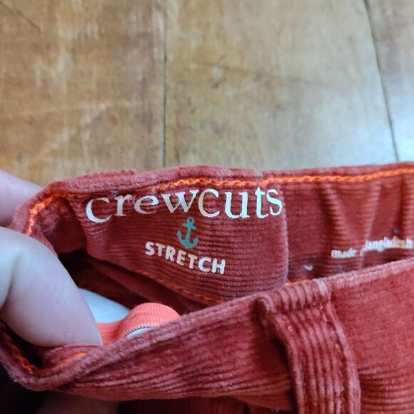 Crewcuts size 6 corduroy pants rust orange adjustable waist stretch skinny fall - Picture 3 of 5
